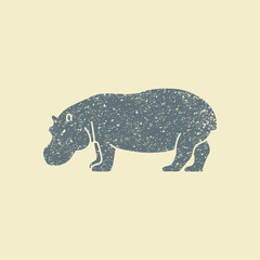 A silhouette of a hippopotamus