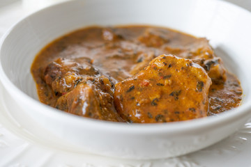 Ogbono Soup with Pounded Yam - Nigerian Meal ready to eat 