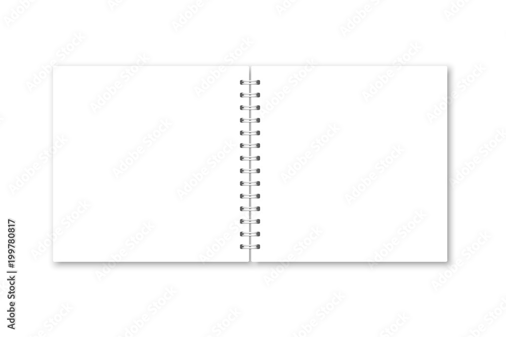 Poster vector realistic opened notebook cover.