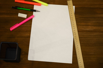 Blank page paper sheet on office or student desk table. Education background. wilh copy space. to do list. Goals.