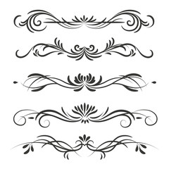 Vector ornamental dividers or borders in vintage style isolated on white background
