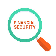 Security Concept: Magnifying Optical Glass With Words Financial Security