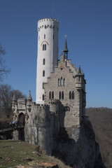 Schloss Lichtenstein, Baden- Württemberg, Deutschland - April 7, 2018 : Blick auf Schloss Lichtenstein.