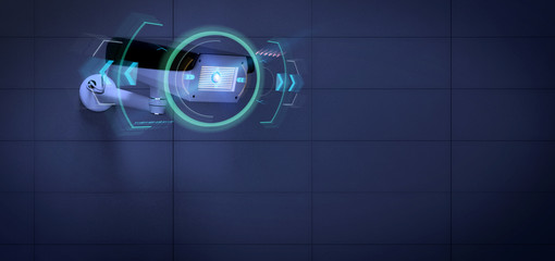 Security camera targeting a detected intrusion - 3d renderinga