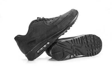 Sole of new fashion sport trainer shoes isolated on white