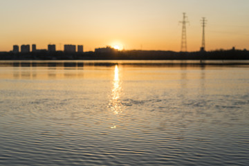 Sunset on the city river