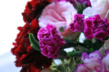 A beautiful bouquet of flowers for the holiday. Close-up
