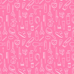 Seamless line pattern with hairdresser tools