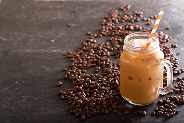 iced coffee in a jar