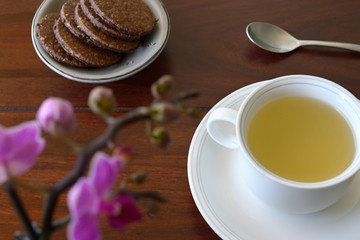 Tea Chocolate oat cookies Orchids