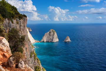 Fototapeta premium The Mizithres, small and big. Amazing rock formations on Keri cape, Zakynthos island. Greece.