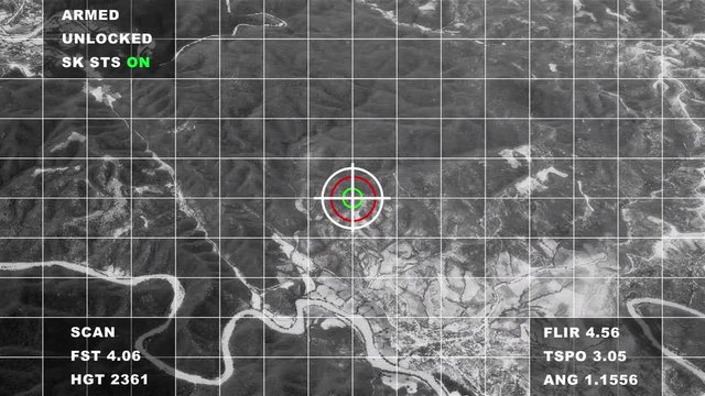 4K Military Surveillance Searching Target Aerial Cinematic 3D Animation