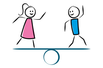 Mann und Frau balancieren