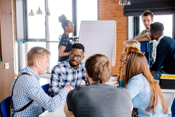young diverse students are training as a leaders. leaders training school