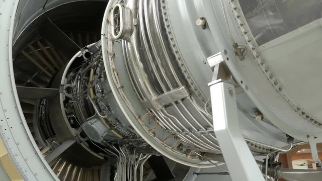 Detailed exposure of a turbo jet engine.
