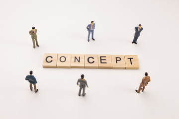 businessman figures meeting on concept word