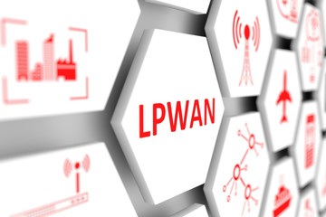 LPWAN concept cell blurred background 3d illustration - obrazy, fototapety, plakaty