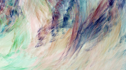Obraz premium Abstract painted texture. Chaotic green, beige, brown and blue strokes. Fractal background. Fantasy digital art. 3D rendering.