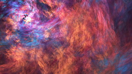 Abstract painted texture. Chaotic orange, blue and violet strokes. Fractal background. Fantasy digital art. 3D rendering.