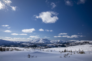 Skiing in mountain Northern Norway