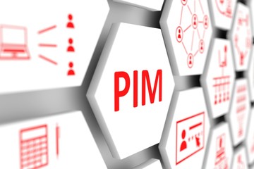 PIM concept cell blurred background 3d illustration