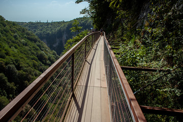 Fototapeta premium Okatse Canyon, hiking trail above the canyon, Georgia