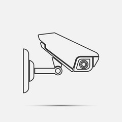 Cctv camera line isolated on white background.vector illustration