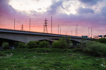 Sunset over Clifton Bridge, Nottingham