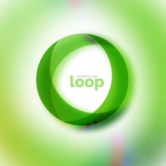 Loop circle business icon, created with glass transparent color shapes
