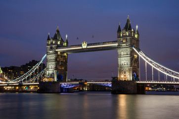 Fototapeta na wymiar Long exposure of Tower Bridge in London