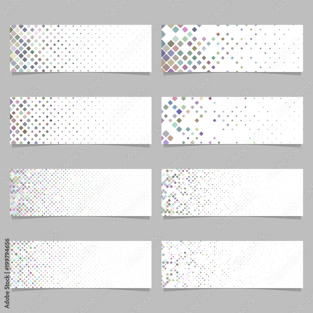 Poster abstract geometrical diagonal rounded square mosaic pattern banner background set