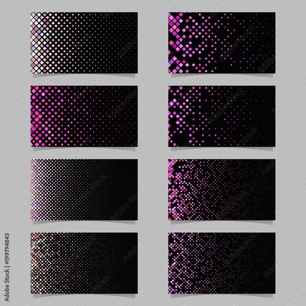 Poster geometric diagonal rounded square mosaic pattern card template background set