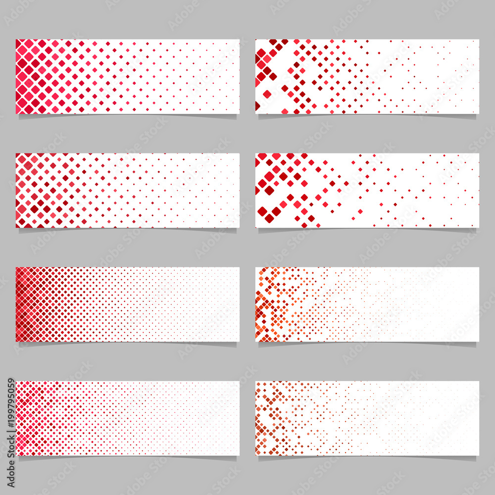 Poster abstract red diagonal square mosaic pattern banner background set