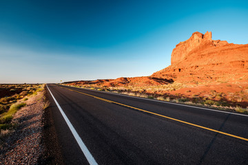 Empty scenic highway in Monument Valley