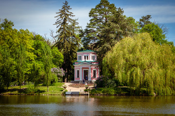 The scenic Lake. Sofiyivsky Park.  Uman, Cherkasy Oblast, Ukraine. Sofiyivka is a scenic landmark of world gardening design.