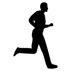 Silhouette of a healthy man running . Black and white illustration