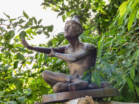 Bangkok, Thailand - Circa January 2018: Statue depicting a Reusi Dat Ton (Thai Yoga) pose at the famous Wat Pho (Buddhist Temple)