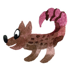 Cute watercolor hand painted dog isolated on white