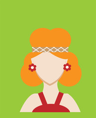 Female avatar or pictogram for social networks. Modern flat colorful style.