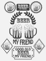 Vintage craft beer brewery emblems, labels and design elements. Beer my best friend.