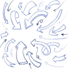 Fototapeta premium large set of hand-drawn vintage arrows. Form style. It can be used for website design.