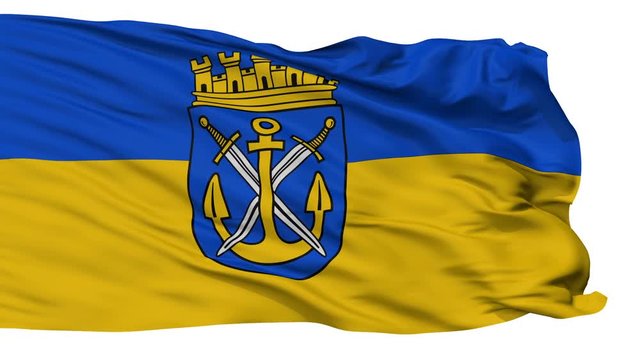 Solingen flag, city of Germany, realistic animation isolated on white seamless loop - 10 seconds long (alpha channel is included)