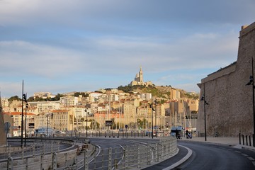 Naklejka na ściany i meble Marseille, France. View on the Notre Dame de la Garde.