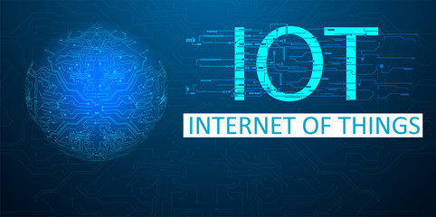 Internet of things (IOT), devices and connectivity concepts on a network, cloud at center. digital circuit board above the planet Earth.EPS10