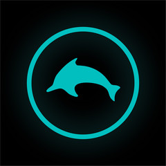 Neon Button rund - Delfin