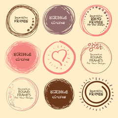 Obraz premium Set of hand drawn scribble circles and decorative frames for your design.