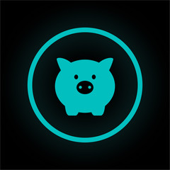 Neon Button rund - Sparschwein