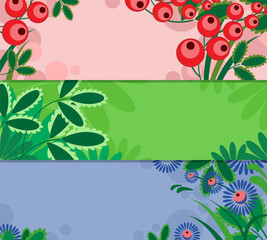 Collection of horizontal banners with floral elements and place for your text.