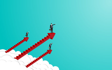 Business team standing on staircase to success