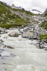 Alps scene with mountain stream in Montafon, Austria